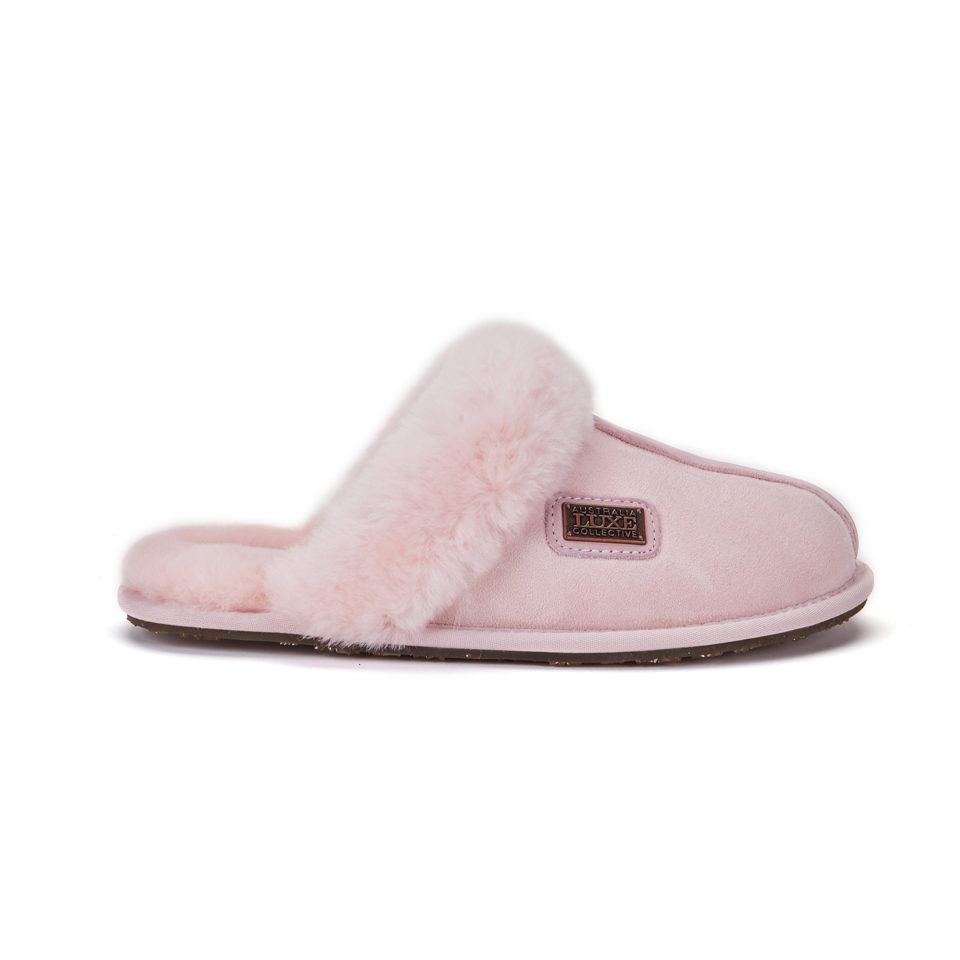 Luxe classic sheepskin mule slipper with shearling cuff and inner