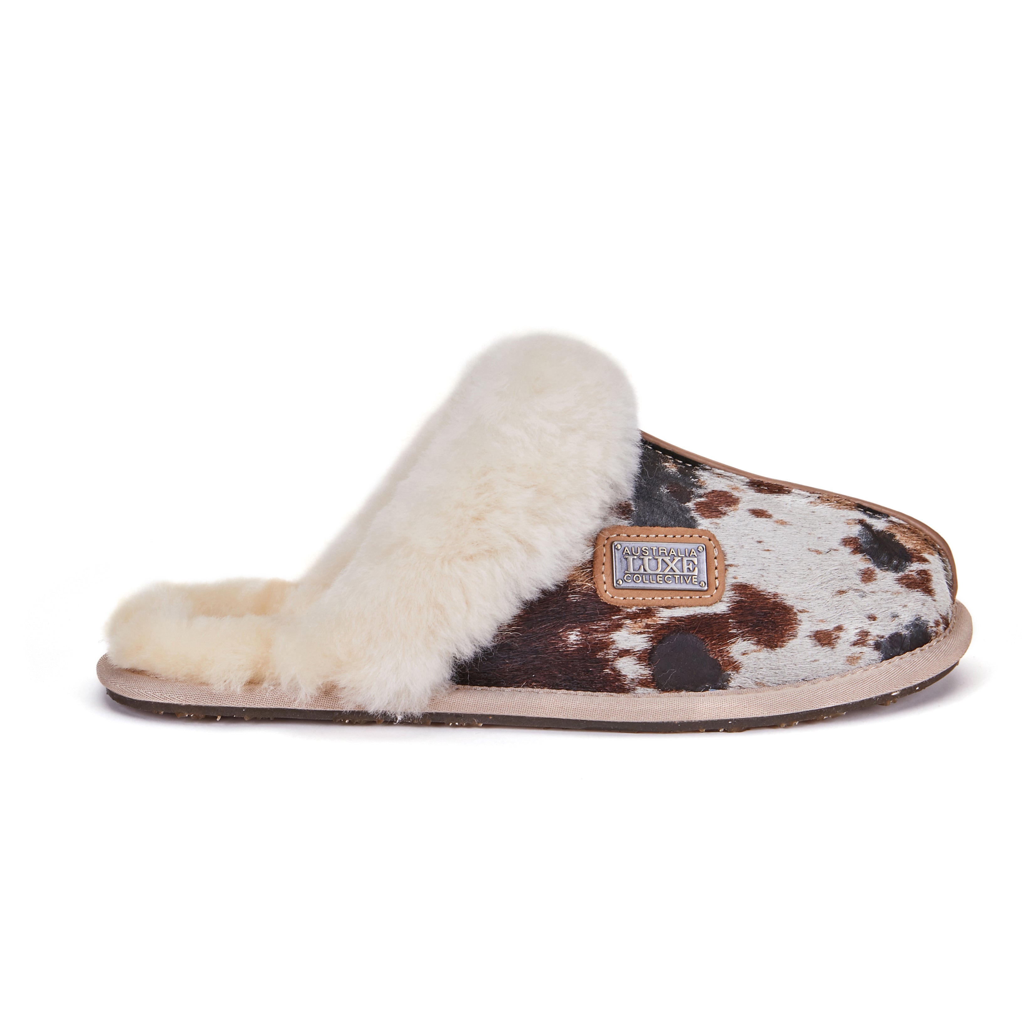 Luxe classic sheepskin mule slipper with shearling cuff and inner