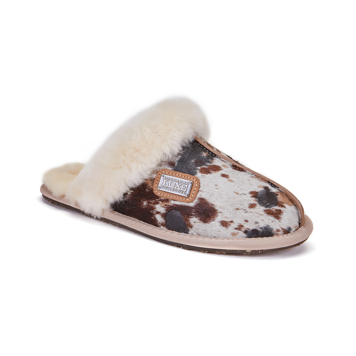 Luxe classic sheepskin mule slipper with shearling cuff and inner