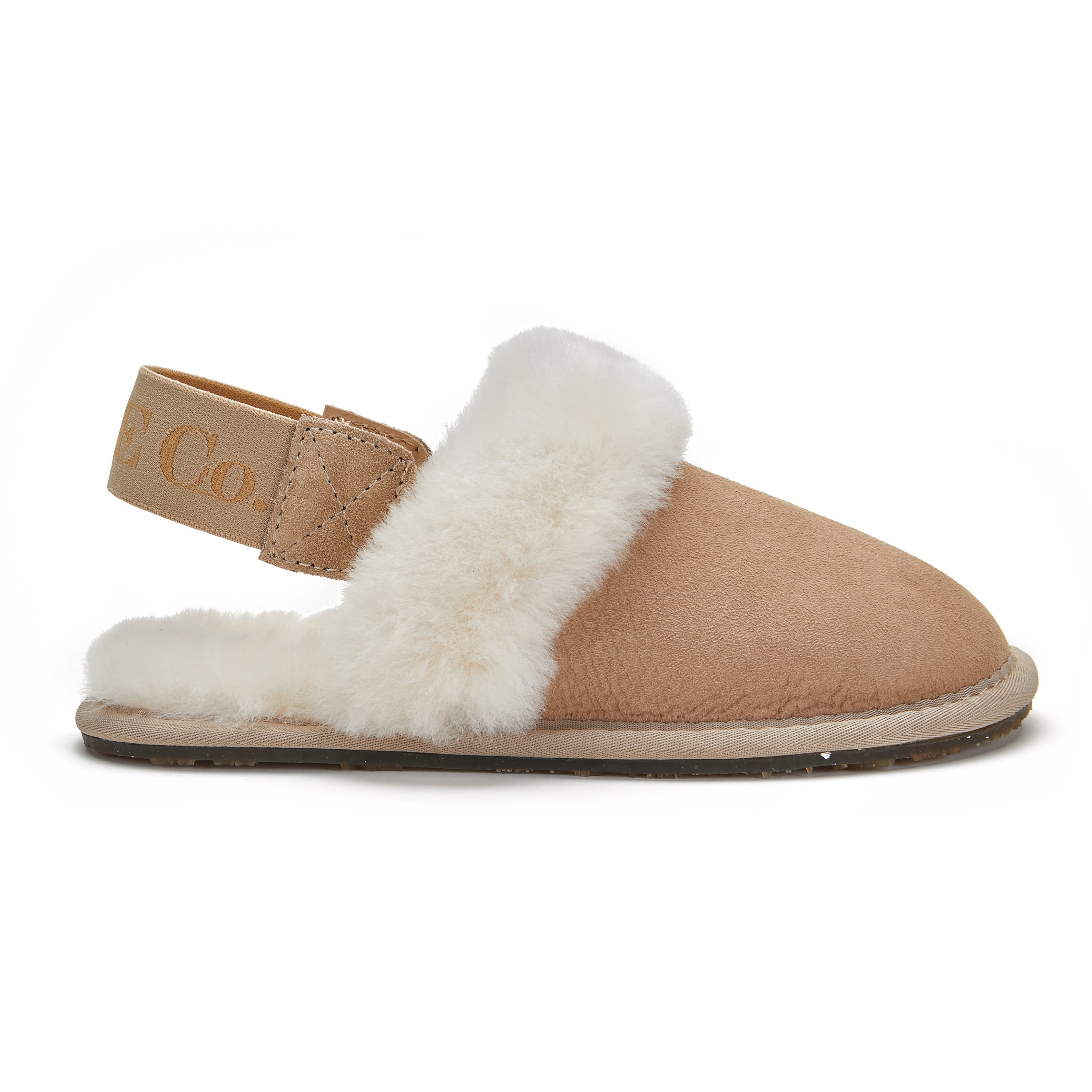 Mule sling back slipper with suede upper and super soft natural